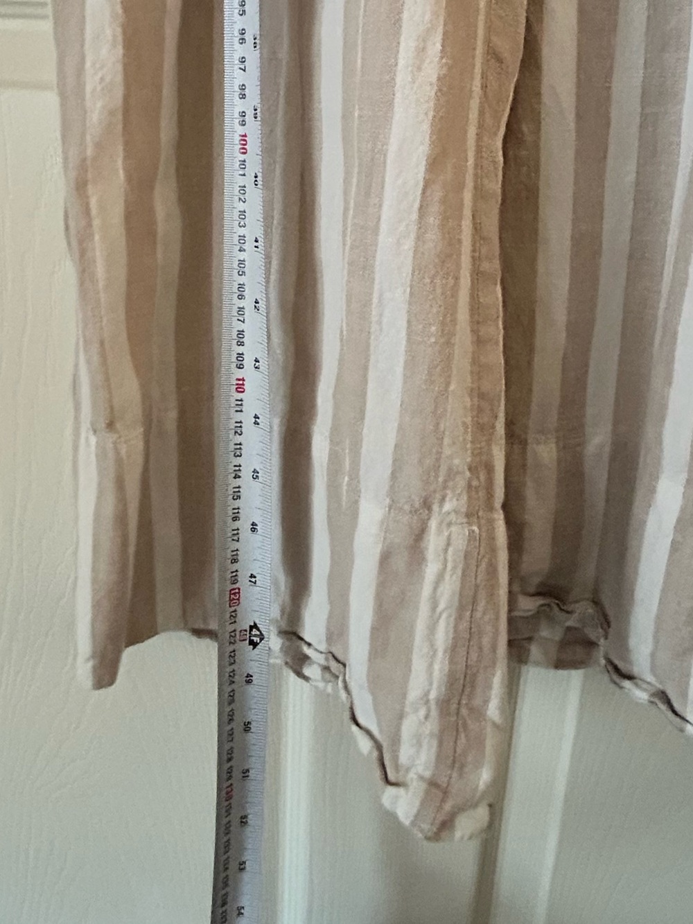 Japna Beige White Striped Linen Blend Wide Leg Jumpsuit - Size Medium - Picture 12 of 13